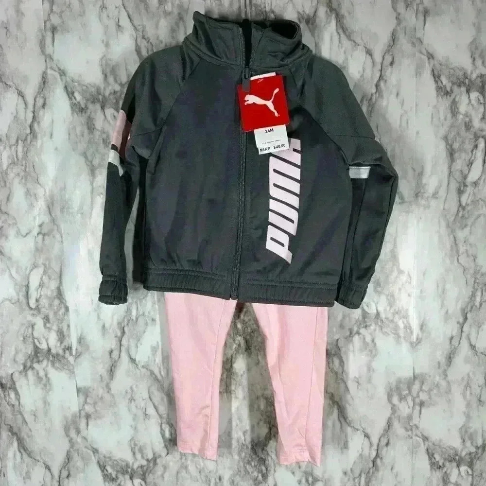 Puma Jump Suit 24 Month, Pink Gray and White